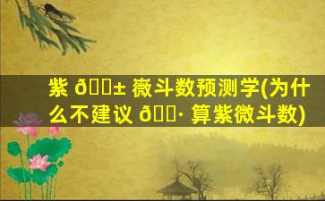 紫 🐱 嶶斗数预测学(为什么不建议 🌷 算紫微斗数)